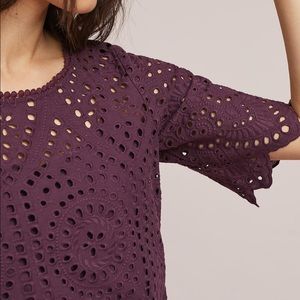 Anthropologie Porridge Eyelet Boatneck Top Medium